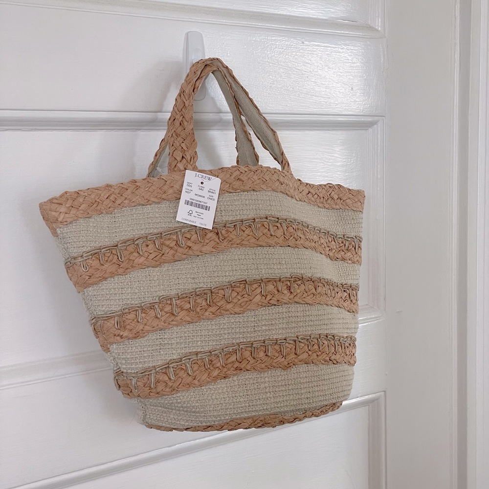 J.CREW FACTORY Straw Tote Bag - Natural - New With Tags - Picture 4 of 7